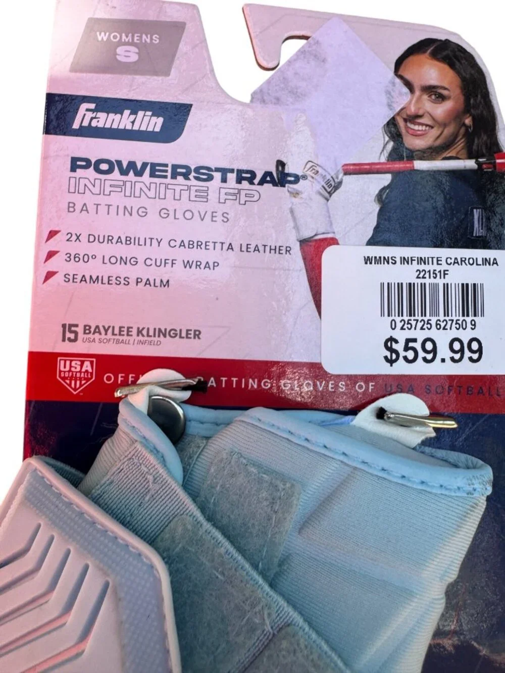 Franklin Powerstrap Size Small Infinite Carolina Softball Women's Batting Gloves